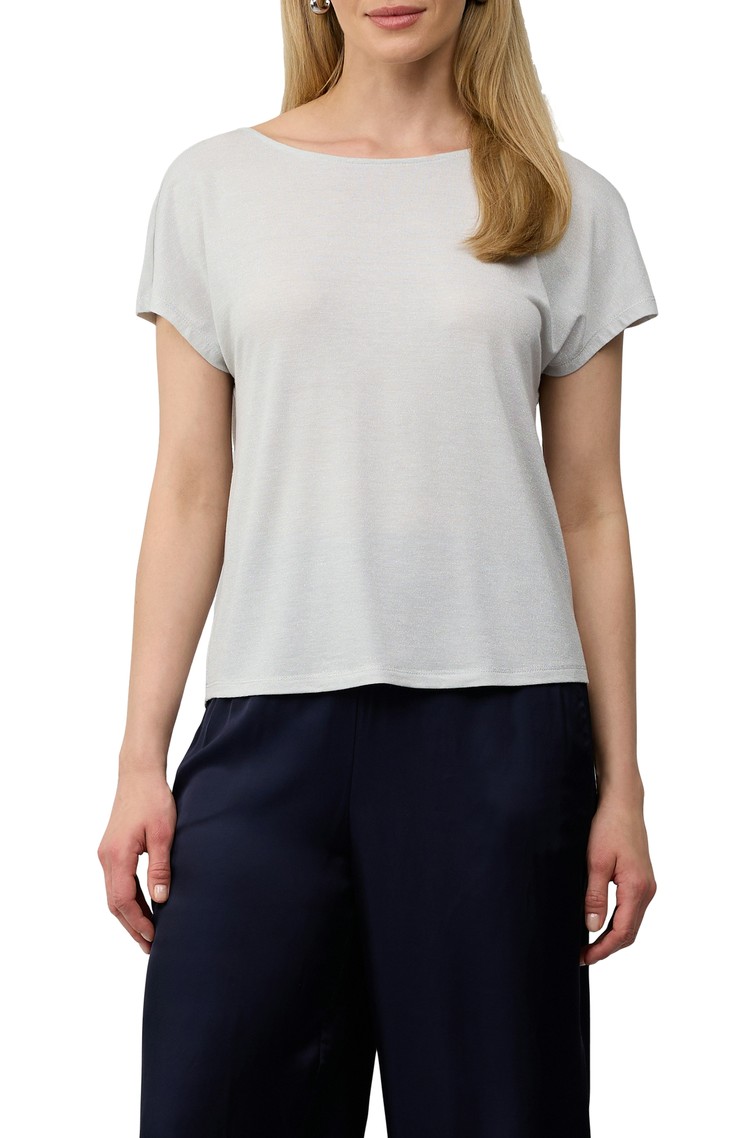 S.OLIVER Relaxed fit T-shirt in glittery viscose-blend White 