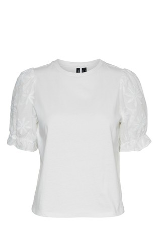 VERO MODA VMSENNA cotton T-shirt with puff sleeves Snow White 6