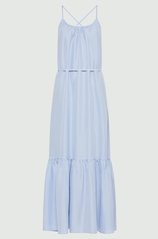 MARELLA Selected By Chloé Lecareux dolga svilena obleka z naramnicami Modra - Light Blue 4