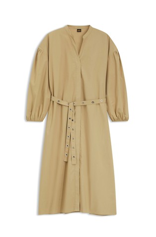 Obleka iz bombažnega poplina s pasom