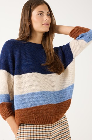 Color-block knit sweater