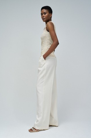SALSA JEANS Textured lurex top with metallic detail Beige 2