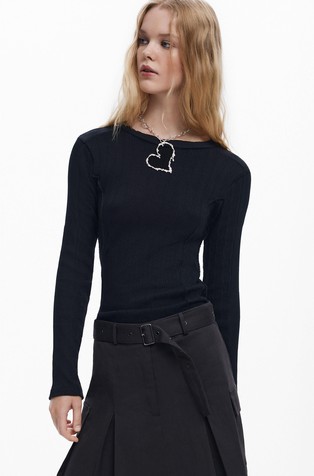 DESIGUAL Pearl stitch T-shirt Black 5