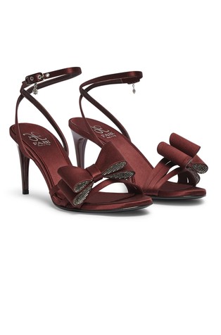 FABI Satin sandals with bow Bordeaux 2