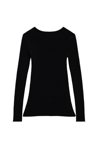 GUESS Rebrasto pletena majica iz viskozne mešanice Črna - Black 2