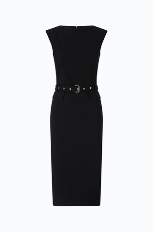 Slim fit midi obleka s pasom