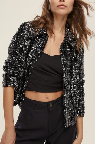 Bouclé overshirt with glitter