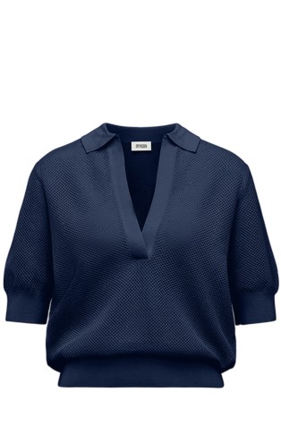 Relaxed fit mrežasto pletena majica s kratkimi rokavi