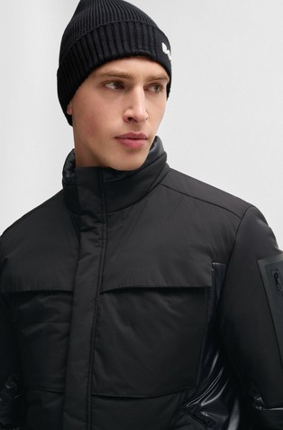 HUGO BOSS Puhovka iz kombinacije tkanin Črna - Black 3