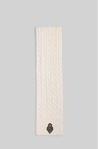 Crest-patch Cable-knit Scarf
