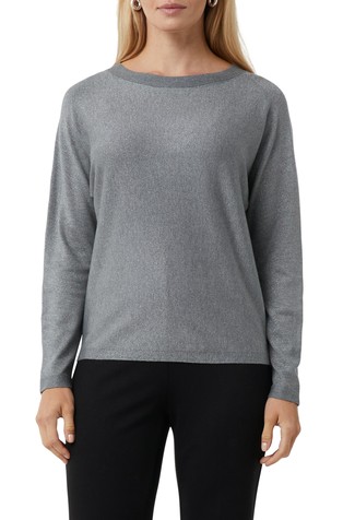 Fine knit sweater made from glitter yarn with batwing sleeves