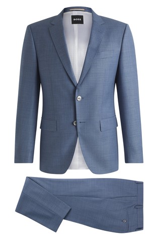 Slim fit vzorčasta obleka iz deviške volne