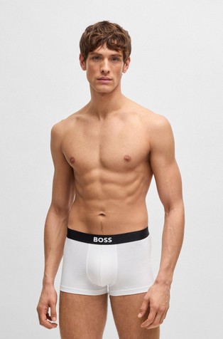 HUGO BOSS Paket 3 bombažnih boksaric z logo pasom Bela - White 2