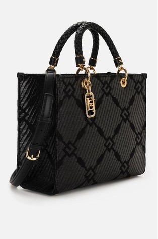 ELISABETTA FRANCHI Žakarska tote torbica z obeskom Črna - Black 2