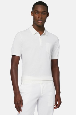 Knitted Polo Shirt In Crêpe Cotton