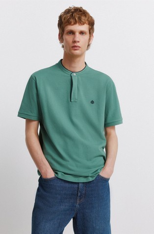 Slim fit polo majica z mandarin ovratnikom