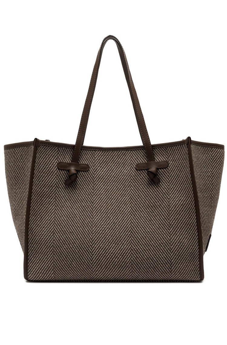GIANNI CHIARINI Marcella tote in herringbone print fabric Var.Daino 