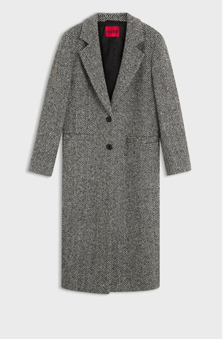 Relaxed fit plašč z vzorcem ribje kosti