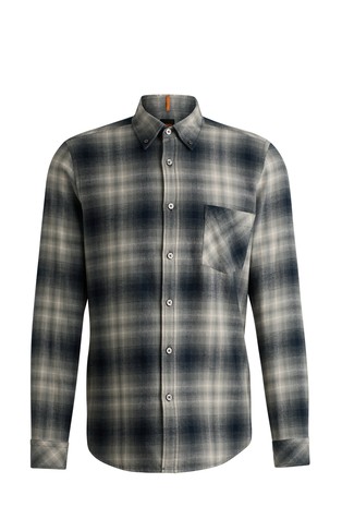 Regular-fit shirt in cotton flannel