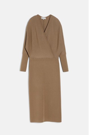 Elegant knitted midi virgin wool dress