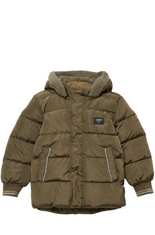 Quilted jacket with fleece lining and hood