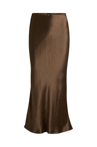 Midi-length skirt in satin-touch fabric