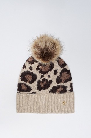 Animal print beanie