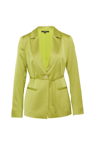 COMMA Fitted satin blazer with a tie-around belt Olive 4
