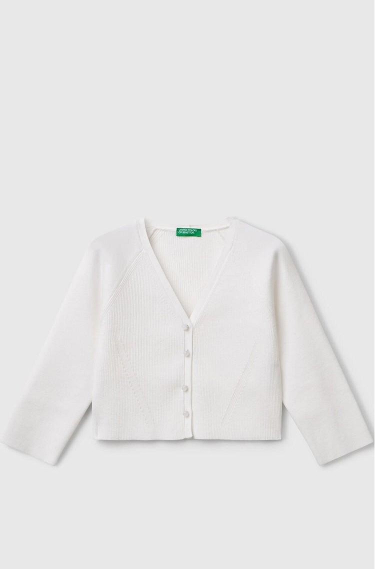 BENETTON Slim fit cardigan White 