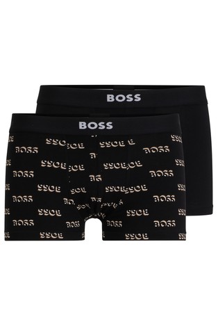 Two-pack of stretch-cotton trunks with logo waistbands