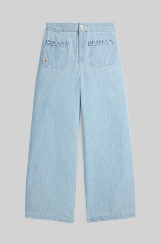 Cotton Chambray Wide-leg Pant