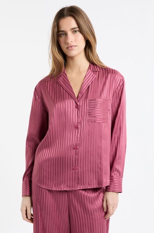 Melosie satenast srajčni zgornji del pižame s črtastim vzorcem