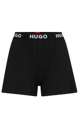 Viscose blend pyjama shorts with logo waistband
