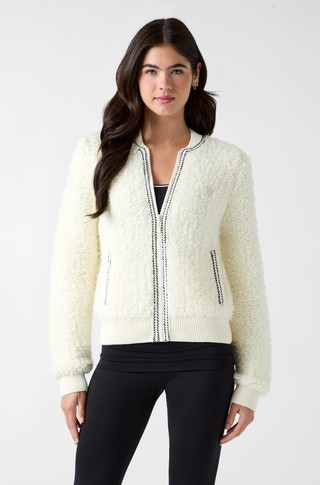 Bomber sweater jacket with contrast