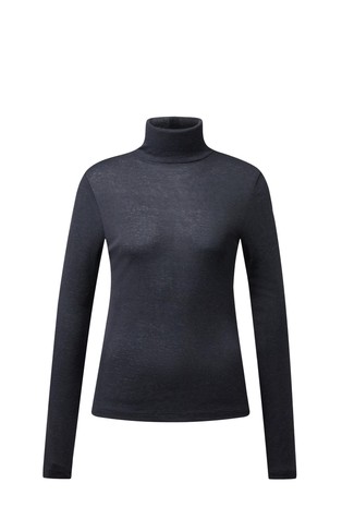 Slim-fit long-sleeved top in lyocell and wool blend