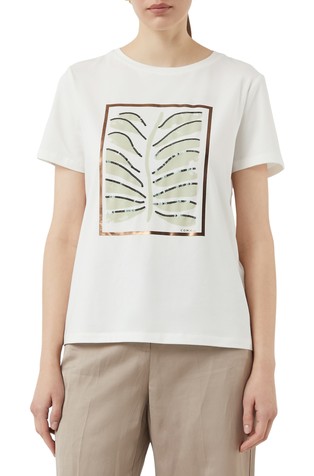 Cotton-blend T-shirt with a front print and sequins