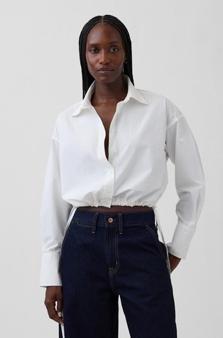 Ženska oversized fit srajca z zatezno vrvico