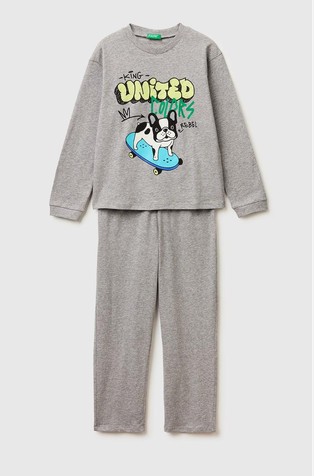 Bombažna pižama z dolgimi rokavi in logotipom