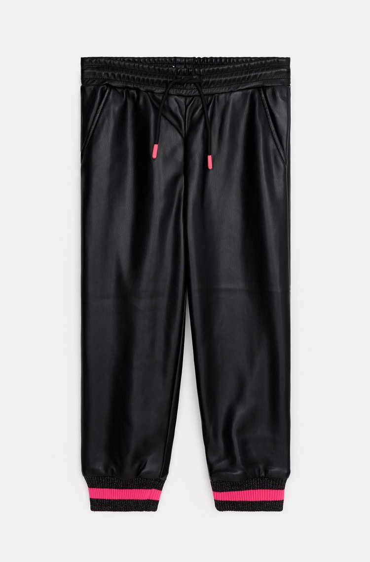 SISLEY Faux leather jogger pants Black 