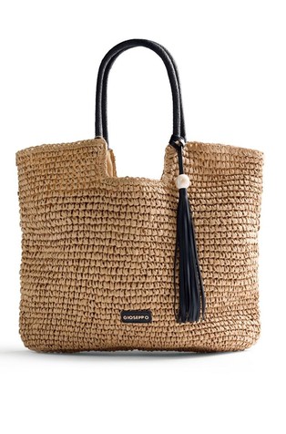 Raffia-effect straw large bag