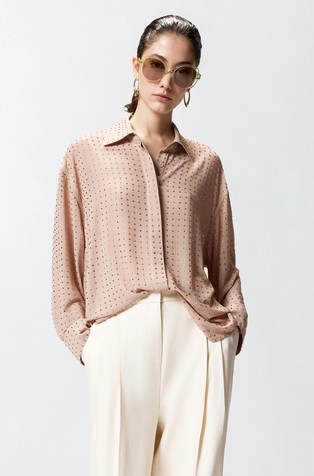 Žoržet srajca z okrasnimi kamenčki