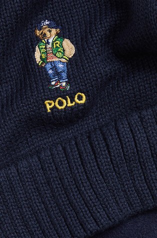 RALPH LAUREN Polo Bear Cotton Scarf Navy 2