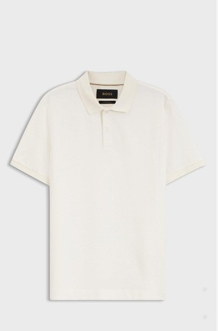 Short-sleeved polo in cotton-silk jacquard