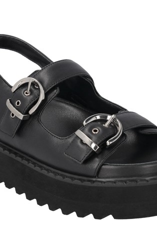 PINKO Kate usnjeni sandali s platformo Črna - Black 4