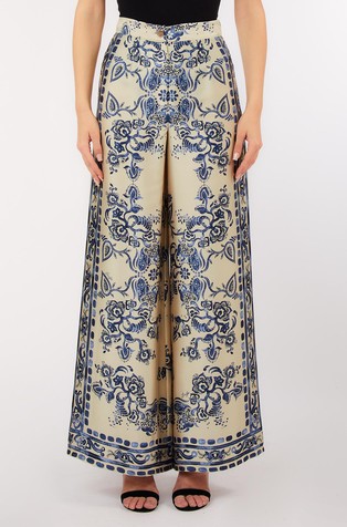 Foulard print wide trousers