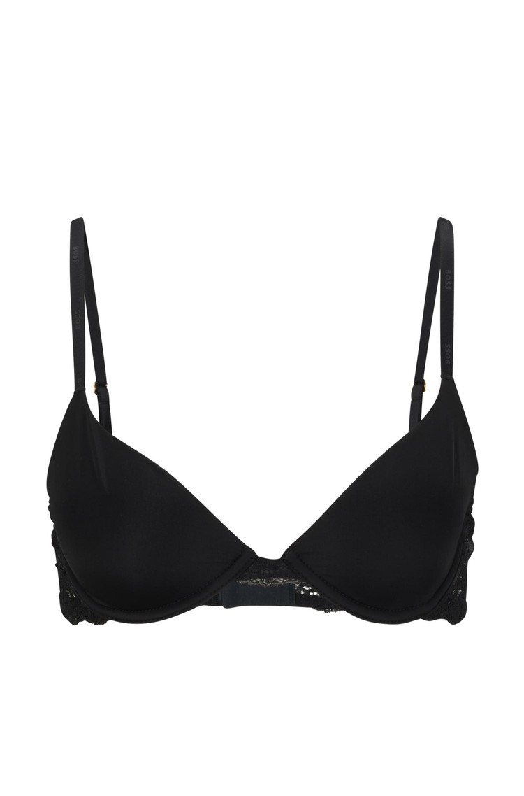 HUGO BOSS Underwire bra with lace trims Black 