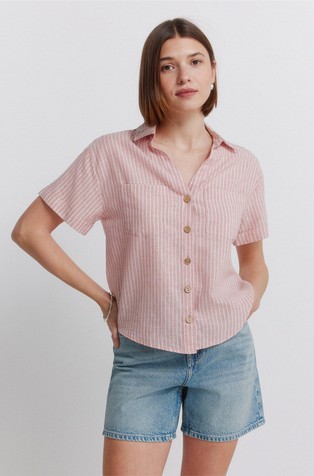 Linen blend short sleeved shirt