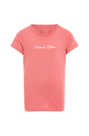 CALVIN KLEIN Slim Logo T-shirt Pink 4