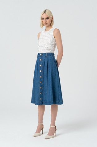 FRACOMINA Flared denim skirt Blue 2