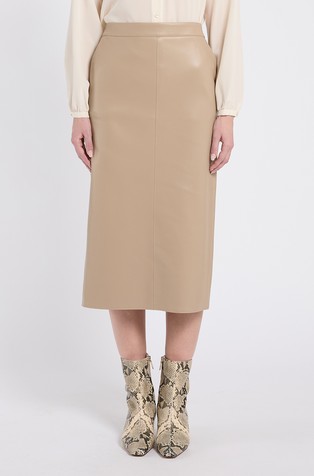 Faux-leather midi skirt